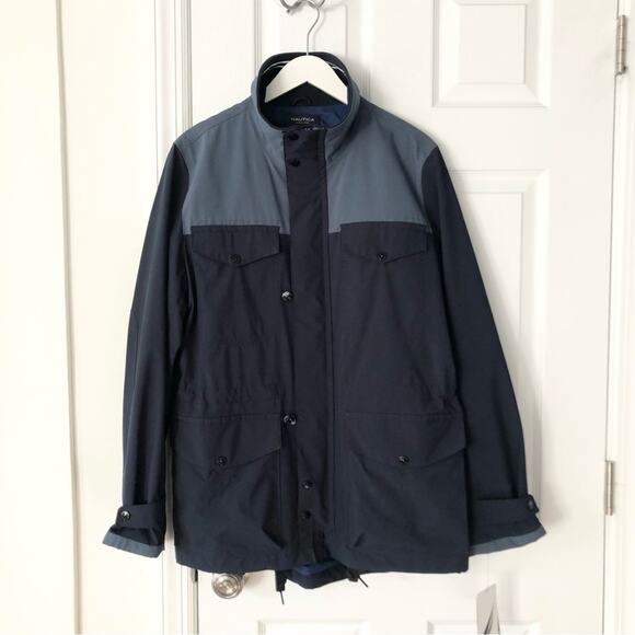 Nautica Men’s Blue Colorblock High Windbreaker Anorak Zip Up Jacket NWT Small - Picture 13 of 13